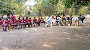 sharing a healthy moment with students