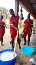 Institute's girls train how to make liquid soap