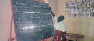 One of the students presenting to fellow students