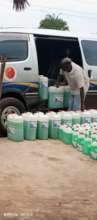 Liquid soap loaded for distribution