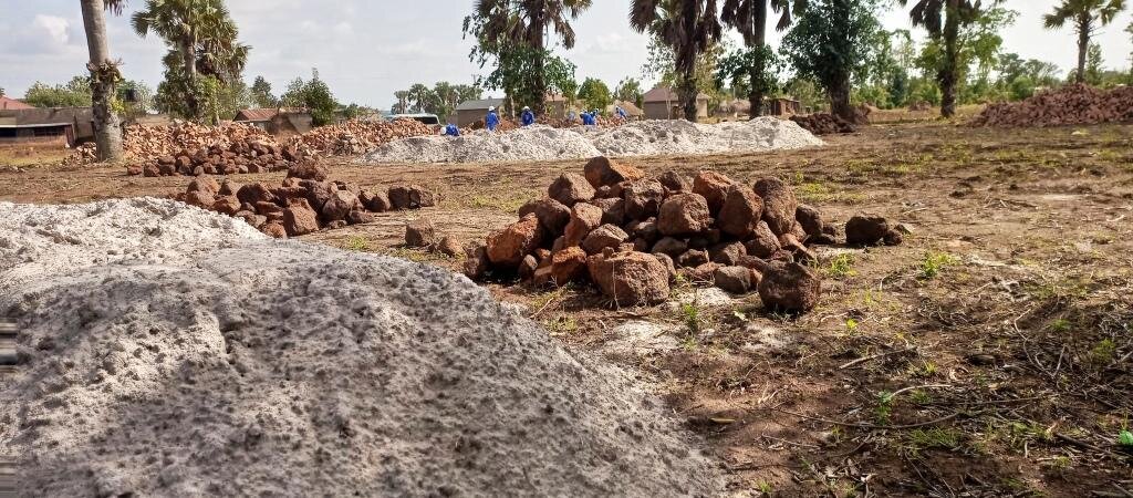 Building materials at the site of the Institute