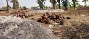 Building materials at the site of the Institute