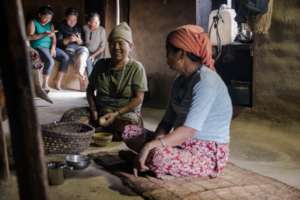 Ellie welcoming by children parents in their home