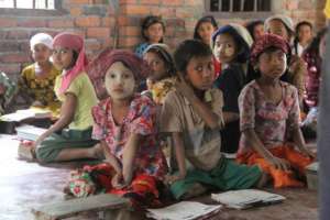 Children Studying in Refugee Camp
