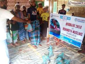 Meat distribution among the Rohingya Muslims.