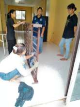 setting up the new beds