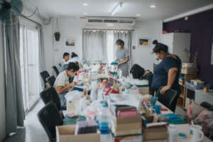 Women learning to make cards