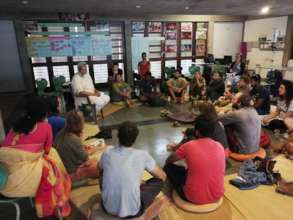Waterman with youths at Youthlink