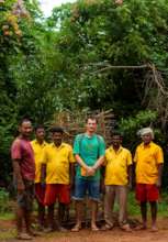 Arborist Island planting trees with road service