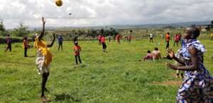 Mt.Elgon girls having fan volleyball game