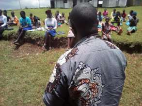 Lead facilitator addresses teenagers on Mt Elgon.