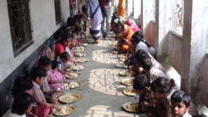 Students are taking launch during sports programme
