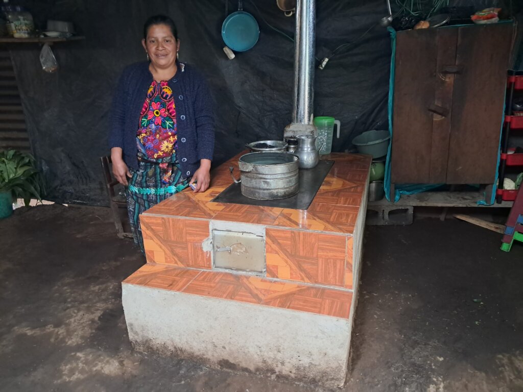 Dominga with her new stove