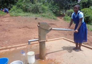 Pumping water from the school borehole