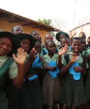 Girls receive menstrual hygiene products