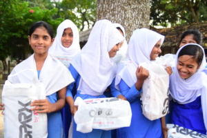 Students happy with their new shoes