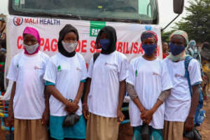 Female students wearing new masks