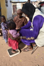 Weighing a child