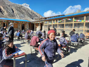 Studying outside passive solar classrooms