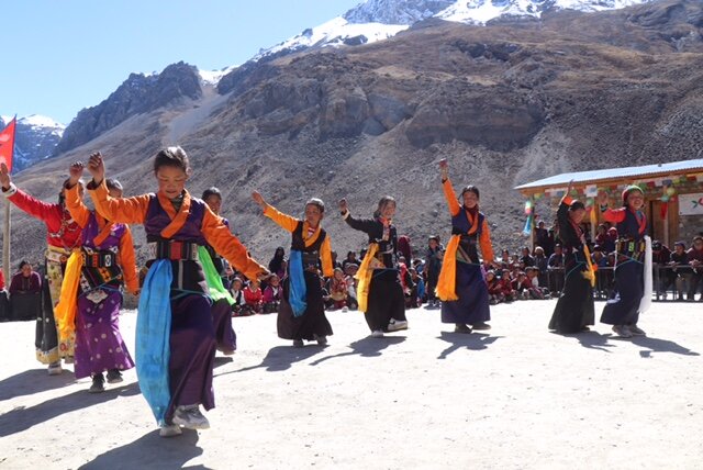 Girls dancing at school celebration