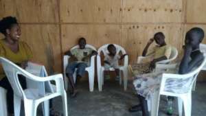 Discussion group for children born with HIV/AIDS.