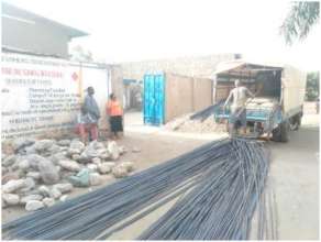 Delivery of building materials for the foundation.