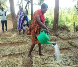 Leader models action by watering seeds