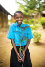 Student with a young tree