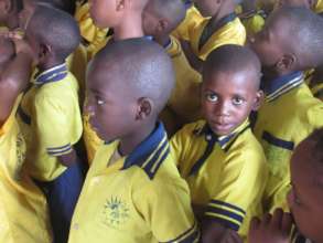 Students at the bed net workshop