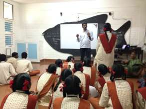 Girl students in a career guidance event