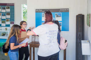 Interacting with students at the Amuseum.
