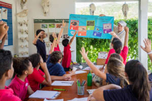 Students learn about birds at the Amuseum.