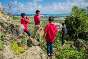 Enjoying a viewpoint during BirdSleuth activity.