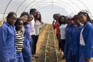 Girls with executive director, Tanya