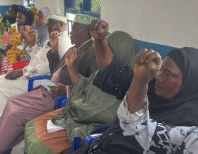 Participants learn about the brain hand model.