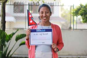 Bidhya encouraging others to vote during YWPLI