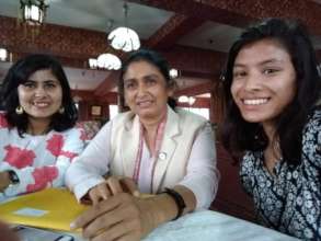 Simran with politician Binda Pandey