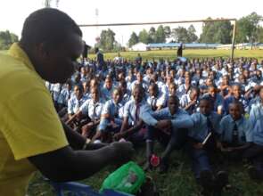 Gladys demonstrating the need of menstrual hygiene