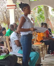 A girls club leader at a preventing VAWG training.