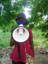 A girls club member at a rally to prevent violence