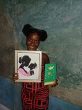 Silhouette art workshop participant and her art.
