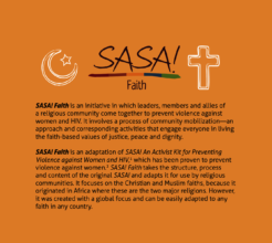 A page from the SASA! Faith guide to prevent VAWG.