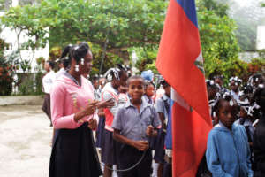 Students at a Jacmel school using Power To Girls.