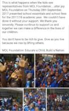 Supporting With basic school needs.
