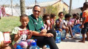 Children Recieved Water and a Delicious Chocolate