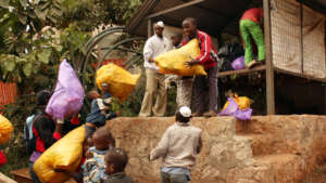 Rubbish being received at a Children's Home