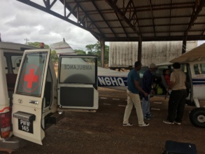 Patients deplaning from the RAM Air Ambulance