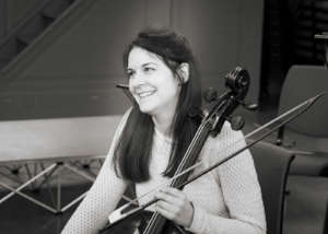 Cellist Carina Drury in rehearsal