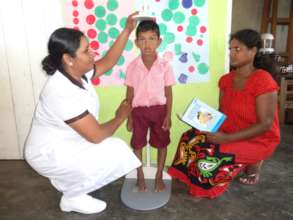 Child's health status being monitored