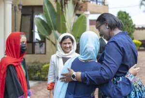 First Lady Kagame with Shabana and SOLA students.